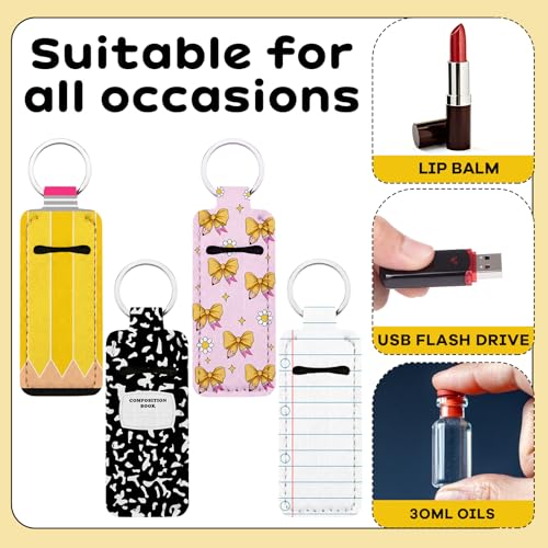 Kenning 12-Piece Teacher Lipstick Holder Keychain Bulk Pack