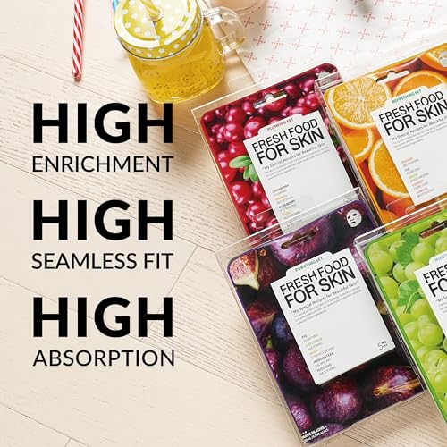 FARMSKIN Superfood Salad Sheet Face Mask Set Long Lasting 48HR Hydration | Revitalizing, Moisturizing, Soothing, Purifying Face Mask Sheets w/Nourishing Real Fresh Fruit Extracts, Proudly 100% Vegan
