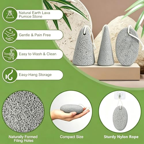 3PCS Pumice Stone Pedicure Tools Set - Oval, Tapered & Brush