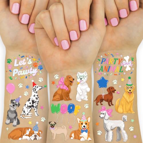 xo, Fetti Dog Temporary Tattoos - 52 Glitter Styles