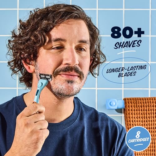 Dollar Shave Club | 6 Blade Razor Refills (8 Pack) | 6 Stainless Steel Blades for a Close & Comfortable Shave, 1 One Wipe Charlies