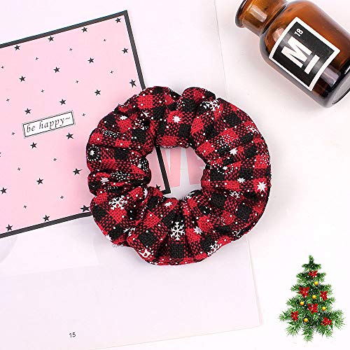 6 Pcs Cute Soft Plaid Elastic Christmas Hair Ties with Holiday Patterns (10 Pieces)