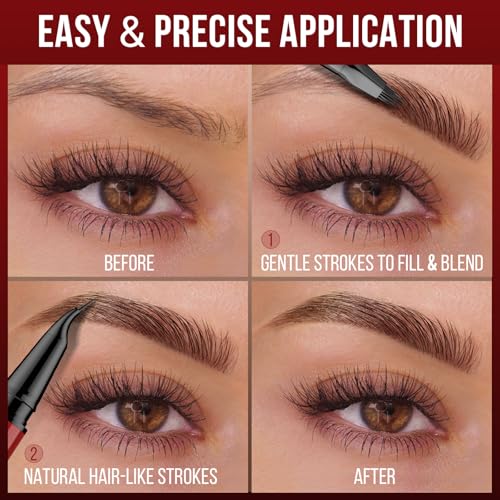 4D Eyebrow Pen Dark Brown - Hair-Like Strokes, Waterproof