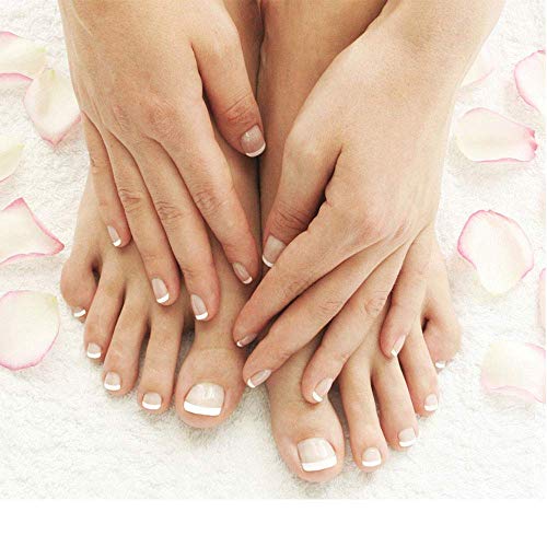 LIARTY 560pcs French Tip Toenails, Short Square False Toe nails Glossy, Press on Toe Nails 14 Different Size Full Cover, Nail Tips for Women Girls Foot Pedicure