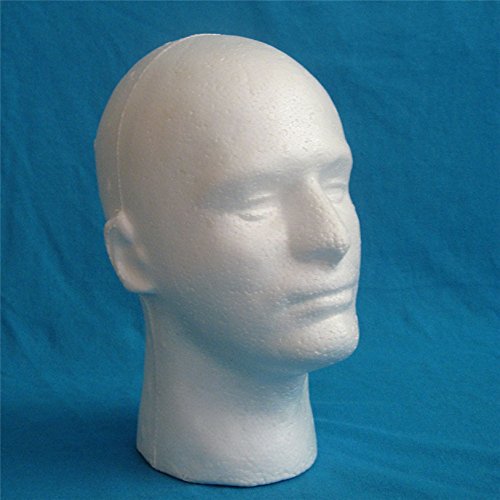 LIAMTU Male Wig Display Mannequin Head Stand Model Styrofoam Foam White