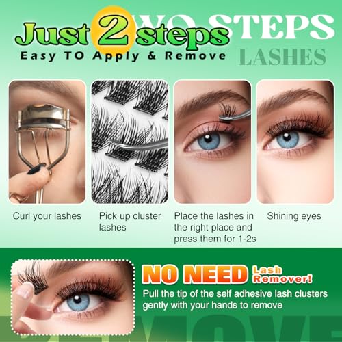 Self Adhesive Lash Clusters 240 Pcs, No Glue Needed