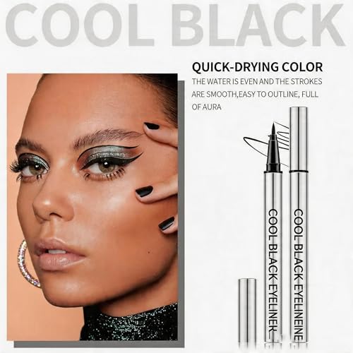 24-Hour Waterproof Eyeliner Pencil - Smudge-Proof Black (2Pcs)