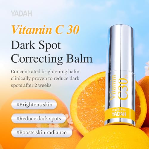 YADAH Vitamin C 30 Eye Correcting Balm (0.35oz) All-in-one Multi Care for Dark Spot Remover, 30% Pure Ascorbic Acid & Vitamin E for Radiant Nourished Skin Starter & Finishing Balm and Skin Brightening