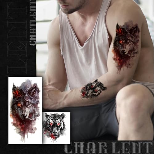 Watercolor Wildlife Temporary Tattoos for Men, 25 Sheets