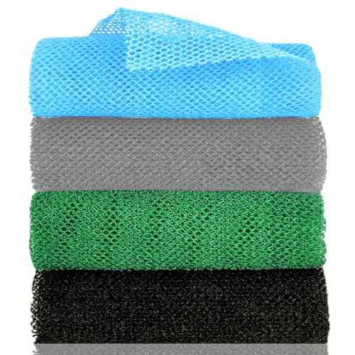 African Exfoliating Net, African Net Sponge, Nylon African Bathing Sponge Net, African Net Long Net Bath Sponge Shower Body Scrubber Back Scrubber Skin Smoother ((Black,White,Blue,Emerald Green))