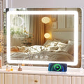 Makeup Vanity Mirror 24" x 19" Large LED Makeup Mirror, Desk Mirorr with Lights, Light up Mirror with 10X Magnification and, Dimmable 3 Modes, Touch Control White