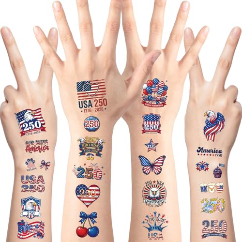 4th of July Temporary Tattoos 80 PCS - Waterproof Independence Day