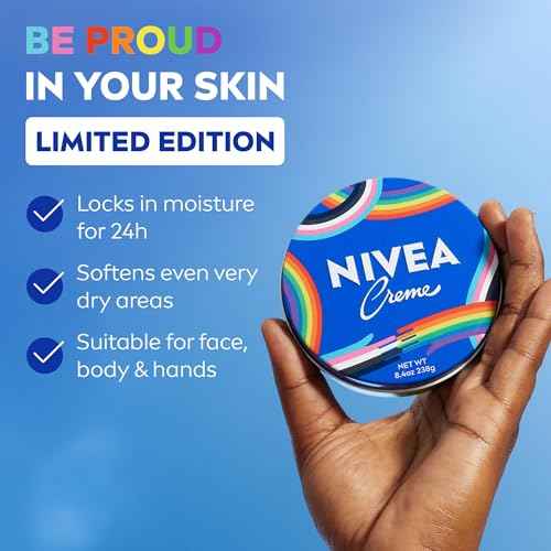 NIVEA Creme Face, Hand and Body Moisturizer Cream, Limited-Edition LGBTQ+ Pride Creme Tin, Rich Body Cream for Dry Skin with Provitamin B5, Fast-Absorbing and Non-Comedogenic, 8.4 Oz Tin