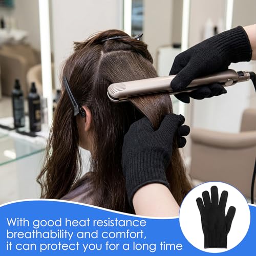 Heat Resistant Gloves for Hair Styling - 2 Pairs Cotton