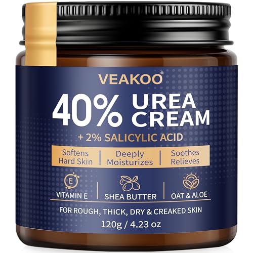 Veakoo 40% Urea Foot Cream with 2% Salicylic Acid for Dry Cracked Heels