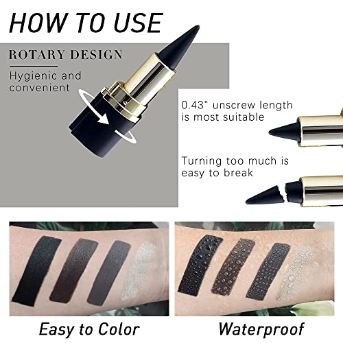 Black Brown Gel Eyeliner Pencil Set - Waterproof Long Wear (2 Pack)
