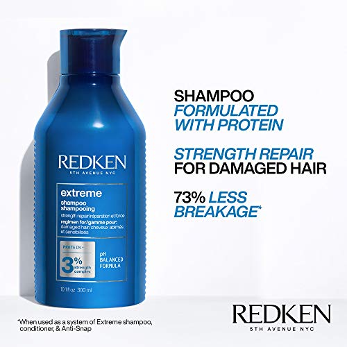 Redken Extreme Shampoo & Conditioner Set For Damaged Hair - Strengthens Hair and Repairs Breakage, Infused With Proteins, 10.1 Fl Oz (Pack of 2)