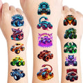 108 PCS Glow in the Dark Monster Truck Temporary Tattoos ? Waterproof Pre-Cut Body Art Stickers with Monster Trucks, Big Rigs & Off-Road Icons | Easy Application