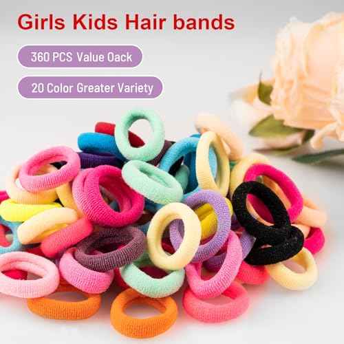 360 Pcs Baby Hair Ties, Small No Damage Elastic Hair Bands for Toddlers, Little Girls and Kids, Soft Ponytail Holders, Baby Hair Accessories(20 Colors)
