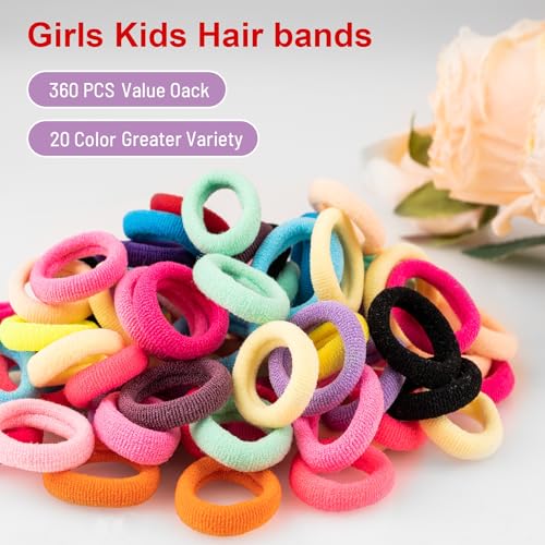 360Pcs Baby Hair Ties Multicolor No Damage Elastic Bands - Small No Pull Hair Accessories - 20 Colors