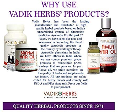 Vadik Herbs Brahmi Hair Oil (8 oz) All natural herbal hair oil for hair growth, hair conditioning, dandruff and dry scalp with Rosemary Oil | Herbal scalp treatment