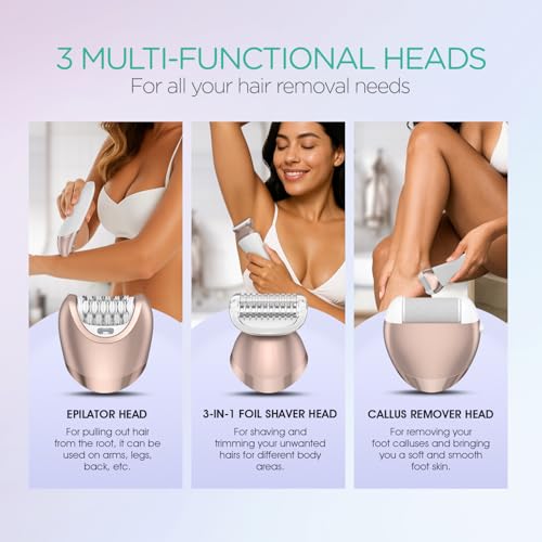 Epilator for Women - 3-in-1 Hair Removal with LED Light