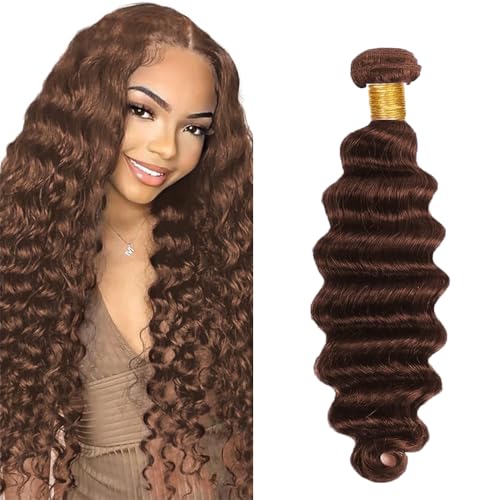 #4 Brown Deep Wave Human Hair Bundles - 26 Inch, 50g
