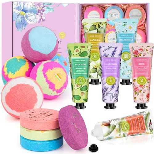 Bath Bombs for Women, Mothers Gifts Day for Mom, Relaxing Spa Baskets Gift Set, Self Care Gifts for Women, Birthday Bombs Gifts for Mom, Coworker, Teacher, Nurse