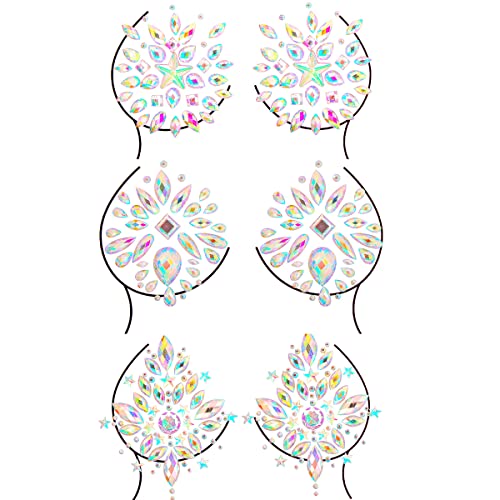 Rhinestone Temporary Tattoo Stickers - 3Pc Festival Face Gems
