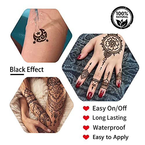 Temporary Tattoos Kit, Yomagine Semi Permanent Tattoo Ink, DIY Fake Freckles Temporary Tattoos for Women Men Kids, Summer Trend Freehand Ink with 78 Pcs Tattoo Stencils, Jagua Gel - Full Kit 5 Bottles
