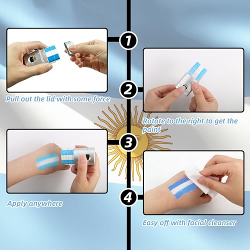 3-Pack Face Paint Sticks for Sports Fans - Washable & Hypoallergenic