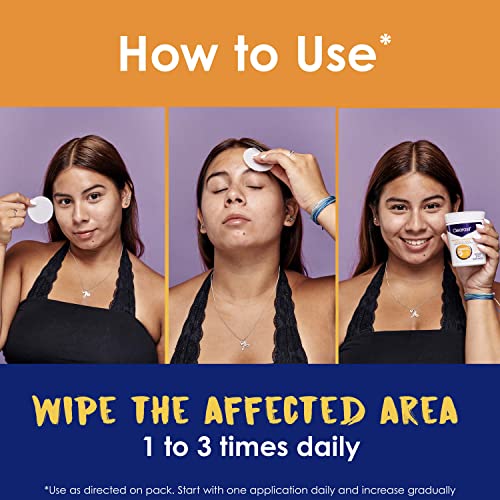 Clearasil Stubborn Acne Control 5in1 Daily Facial Cleansing Pads, with Salicylic Acid Acne Treatment Medicine, 90 Count (Pack of 2)