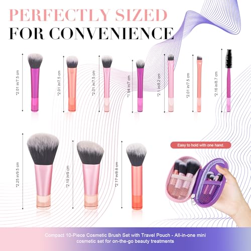 10-Piece Travel Makeup Brush Set with Pouch