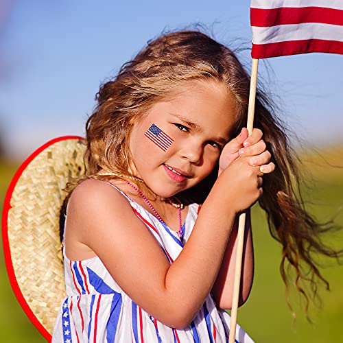 American Flag Temporary Tattoos/Perfect for 4th July - Memorial Day - Veterans Day/Patriotic Body Art/Skin Safe/Removable (American Flag 48pk)