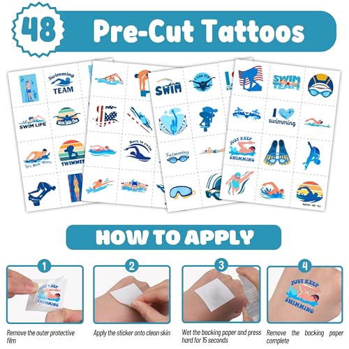 72-Pc Swimming Party Favor Set – Tattoos & Slap Bracelets