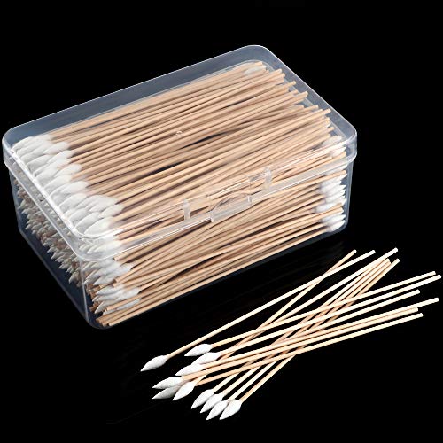 Norme 6 Inch Long Cotton Swabs with Pointed Tips - 500 Pcs Wooden Handle Cleaning Buds for Makeup, Face, Electronics and Nail Care
