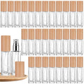 Roshtia 30 Pcs Glass Spray Bottles Beech Wood Cap 0.33oz Elegant Travel Refillable