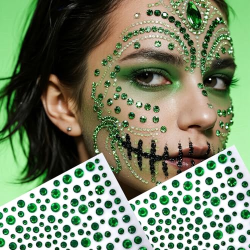 Green Crystal Face Gems - 700pcs Self Adhesive Rhinestones