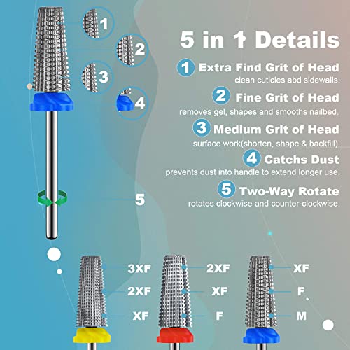 5-in-1 Nail Drill Bit Set - Carbide Acrylic Nail Tools