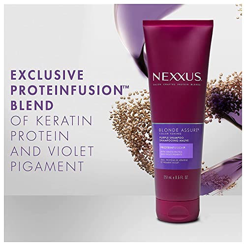 Nexxus Blonde Assure Purple Shampoo, For Blonde Hair Color Care Shampoo, Keratin Protein 8.5 oz