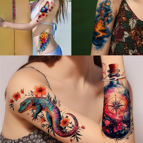 Boho Waterproof Temporary Tattoos for Women - 24pcs Vivid Art