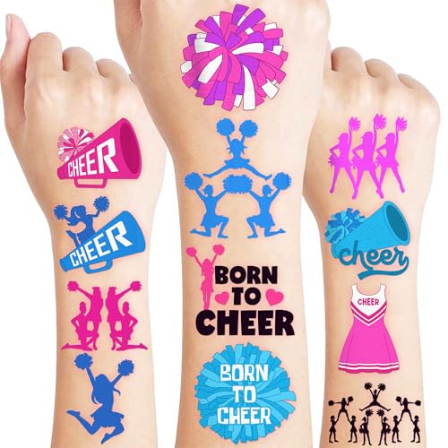 96 Cheerleading Temporary Tattoos for Kids - Pre-Cut Party Favors