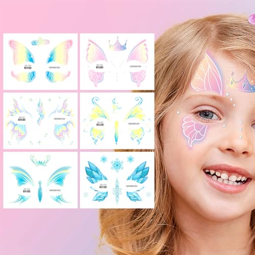 Konsait 20 Sheets Animal Face Tattoos for Kids - Tiger, Spider, Rabbit, Butterfly Designs for Boys and Girls, Fake Face Paint Tattoos Halloween Makeup Stickers Birthday Party Favors