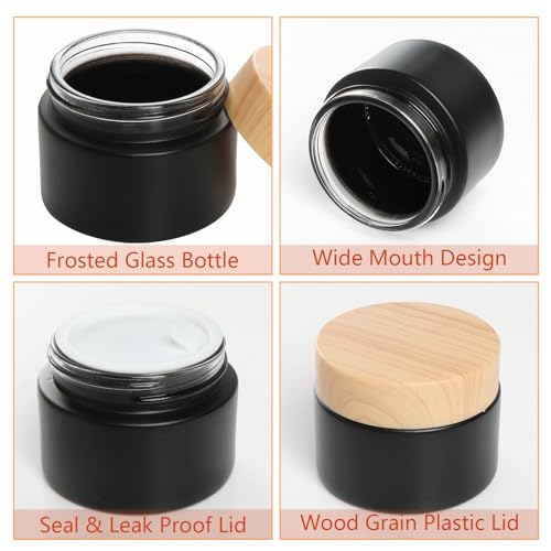 6Pc Glass Cosmetic Jars with Lids - Refillable 15ml 30ml 50ml