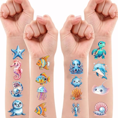 Ocean Sea Animal Temporary Tattoos 108 PCS Party Favors