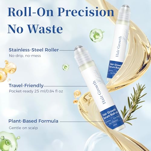 Rosemary Hair Growth Serum Roll On - Thicker Fuller Hair for Men & Women