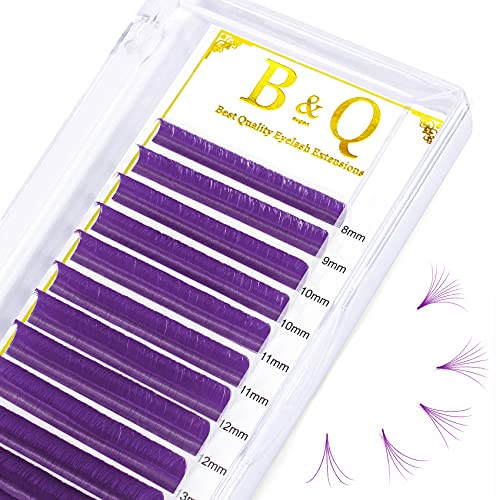 Colored Eyelash Extensions Purple Easy Fan Volume Lashes D-0.07-15 Color Lashes Easy Fan Lashes Mixed Lash Tray C D Curl Volume Lash Extensions Salon Use by B&Q LASH (Purple-D-0.07,15 mm)