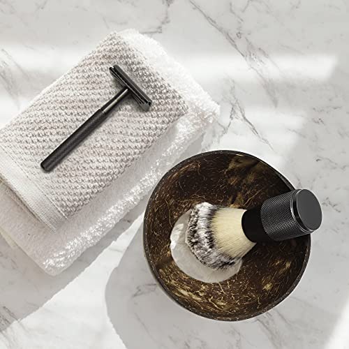 Bambaw - Synthetic Shaving Brush Black | Best Ingrown Hair Treatment | Wet Shaving Brush Shave Brush| Shaving Brush Metal Handle | Your Razor Bump Treatment