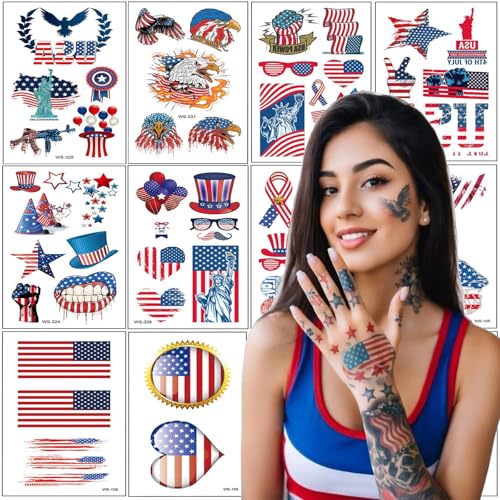 American Flag Temporary Tattoos 24pcs - 4th of July