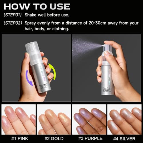 Silver Glitter Spray for Hair & Body – Non-Sticky, 0.33oz